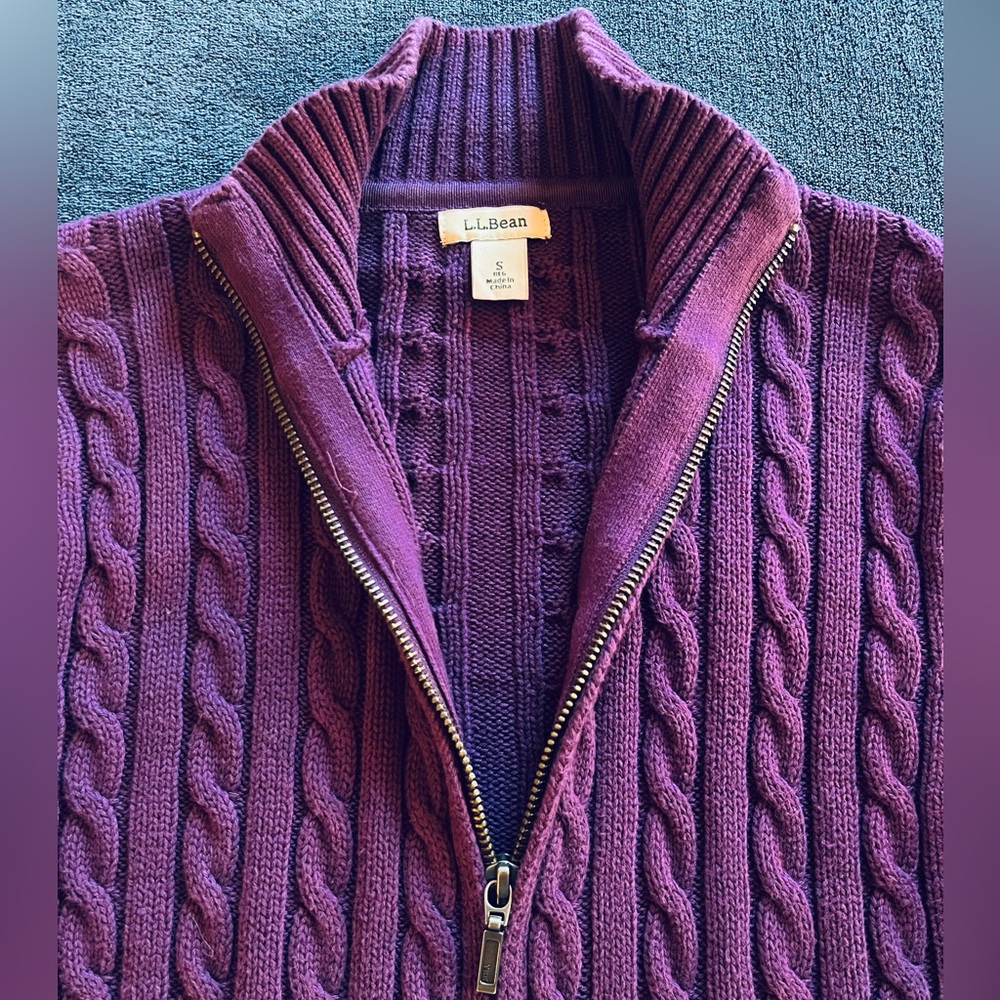 Pretty in Purple! LL Bean zip-up sweater